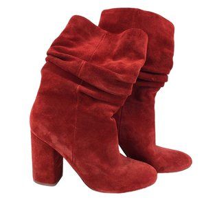 Splendid Red Faux Leather Bootie Heels | Size 8